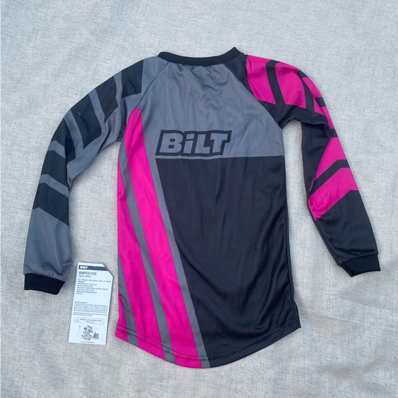 Bilt Youth Amped Evo XS Long Sleeve Dirtbike Jersey Black and Pink - Picture 2 of 6